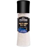 Papa Palermo Mediterranean Sea Salt with Grinder, Coarse Grain Rock Salt, Kosher - Pantry Staples for Cooking &amp; Foods, Essential Minerals, Pure and Unrefined Flavor - 11.64oz