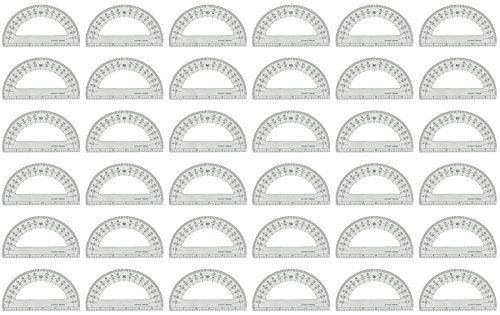 OUTWEST TRADING Plastic Student Math Protractor 180 Degrees with 6 Inch Ruler, Set of 36