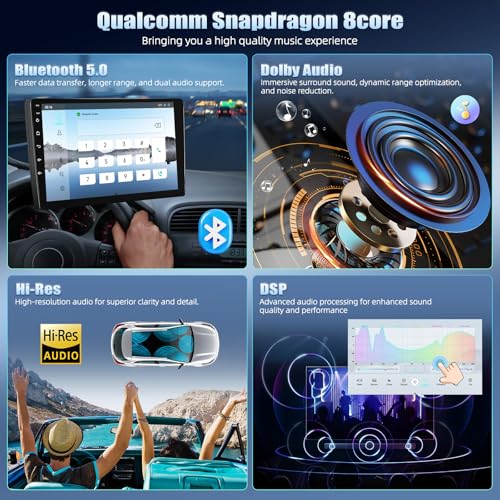 CAMECHO [Qualcomm 8-Core] Android 15 Car Radio for Audi TT 8J MK2 2004-2018, 4+64G Navi Wireless Carplay DSP, 9" Touch Screen Radio Android Auto WiFi RDS/FM Bluetooth Link Mirror+Rear View Camera