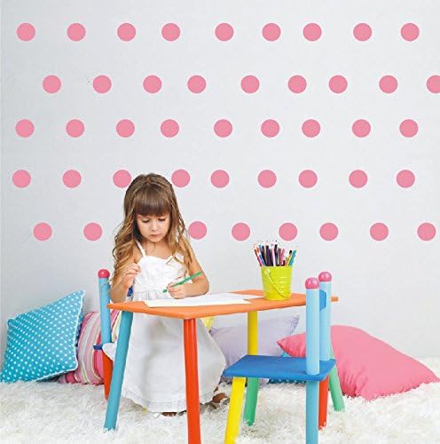 80pieces/ Set 4.8cm Polka dot Wall Sticker -Easy Peal & Stick- Environmental Removable Kids Nursery Room Decor Decal Sticker (Soft Pink 1.9”X1.9“))