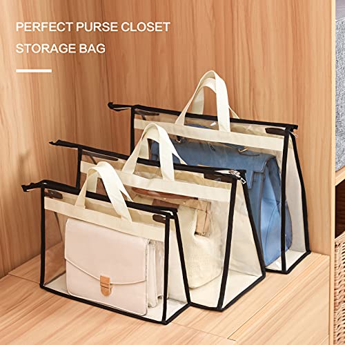 Interesse 9 Packs Purse Storage Organizer, Handbag Storage for Closet, Dust Bag for Handbag, Purse Cover Hanging Closet Organizer with Zipper and Handles