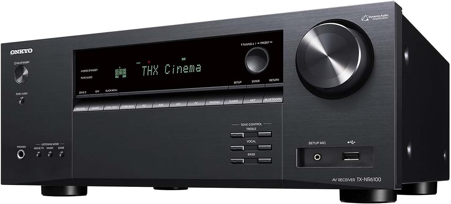 Onkyo TX-NR6100 7.2 Channel 8K Smart AV Receiver - THX Certified, Works with Sonos Certified, and Ultimate 4K Gaming Experience