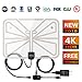 TV Antenna,2018 Upgrade Digital TV Antenna Best 50+ Miles Range with Amplifier Signal Booster for Indoor, UL USB Power Supply and 16.5FT High-Performance Coax Cable-1080P 4K Ready for FUN-Transparen