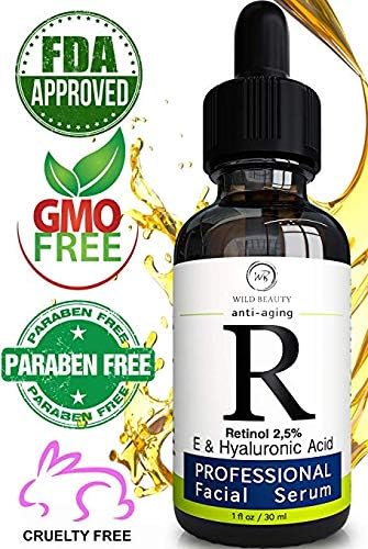 New 2019 Retinol Serum 2.5% - BEST Face Serum Reduce Wrinkles - Fine Lines - Age Spots Sun Damage with Hyaluronic Acid - Vitamin E - Vitamin A - Aloe Vera - Anti Aging Serum - Anti Wrinkle Facial Serum