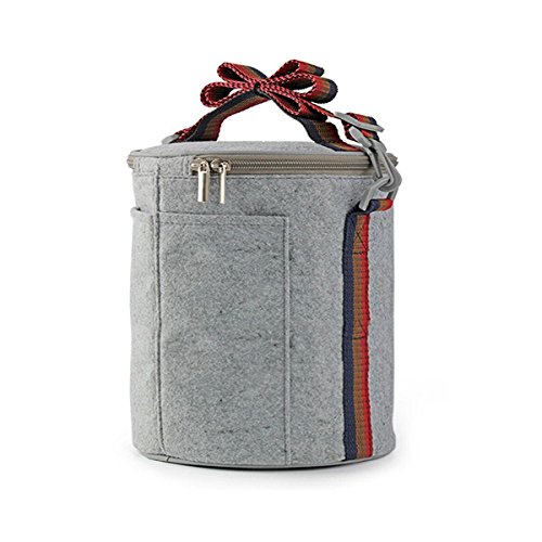 Unichart Stainless Steel Square Lunch Box Insulated Lunch Bag Lock Container Bag Spoon and Chopsticks Set Food Storage Boxes for work and school (3-Tier) (round lunch bag) - Thumbnail 2