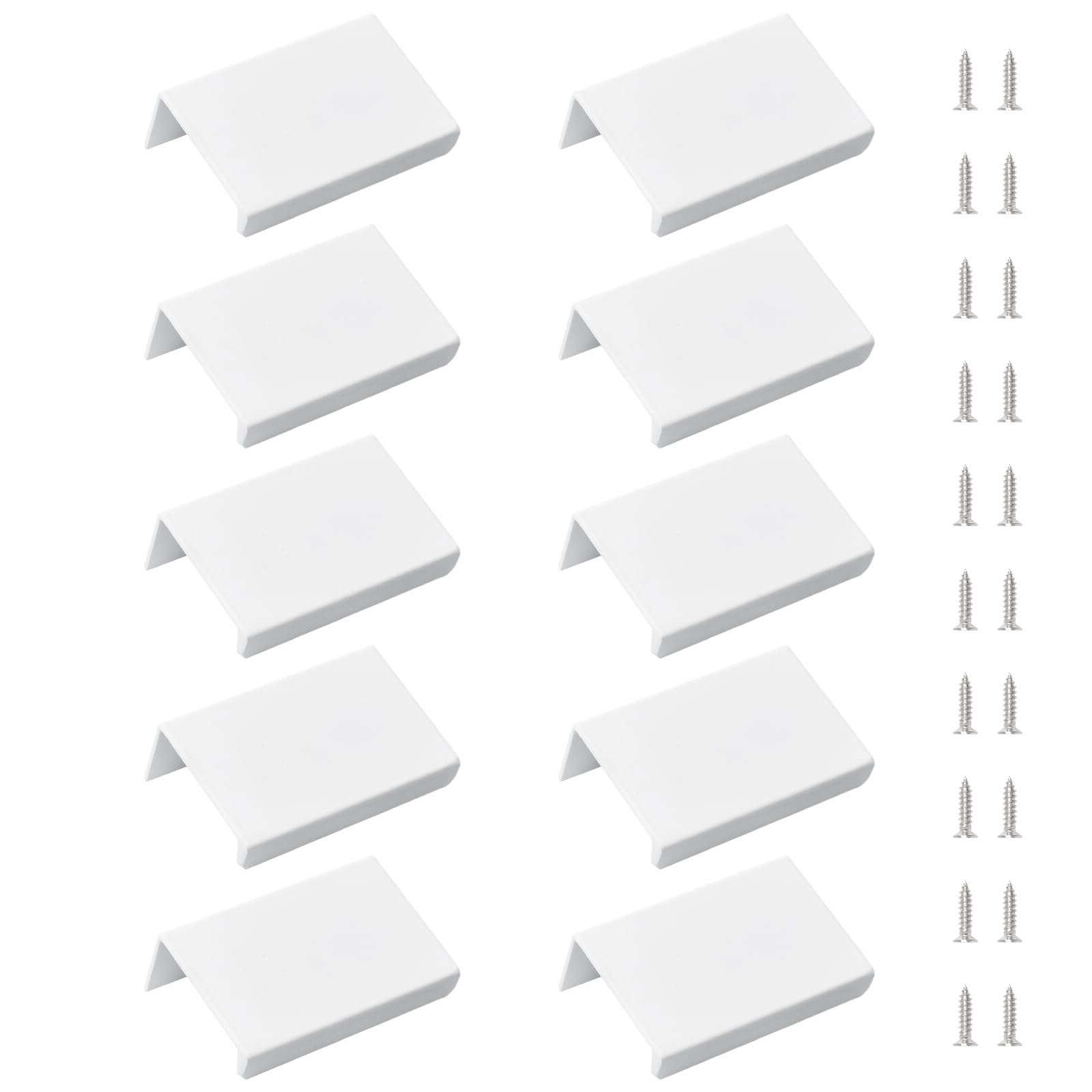 MOROBOR White Mini Finger Edge Pull, 10 PCS Concealed Handle Modern Style Drawer Handle, Right Angle Aluminum Alloy Invisible Wardrobe Knobs for Cabinet Hardware Drawer/50 mm — image 1