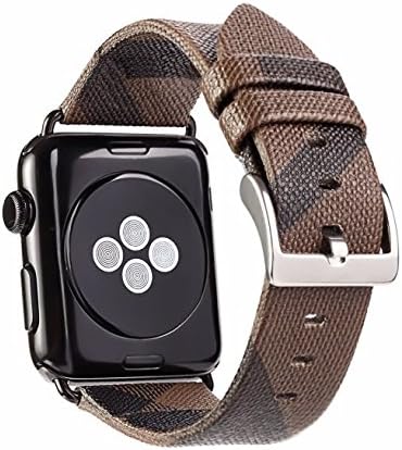 Nova Check Band Strap Leather Replacement Wristband Bracelet Compatible with 40mm Apple Watch Series 4, 38mm Apple Watch Series 3/2/1 - Coffee Band, Black Adapter
