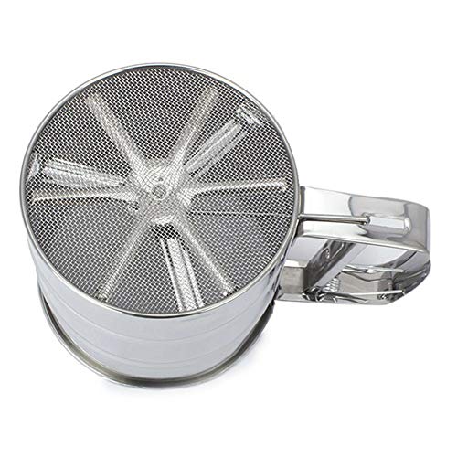 Baking Stainless Steel Shaker Sieve Cup, Bubblefish Shaker Sieve Cup with Measuring Scale Mark for Flour Icing Sugar