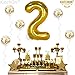 KatchOn, Giant Gold Number 2 Balloon - 40 Inch | 2 Balloon Number for 2 Year Old Birthday Decorations Boy | 2 Birthday Balloon with Confetti Balloons | Two balloon, 2 Year Anniversary Decorations