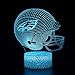 3D Helmet Shape Optical Illusion Night Light 7 Colors Smart Change Light Table Lamp Gifts for Eagles Fans, Men, Women, Kids, Boys, Teens, Christmas and Birthday Gift
