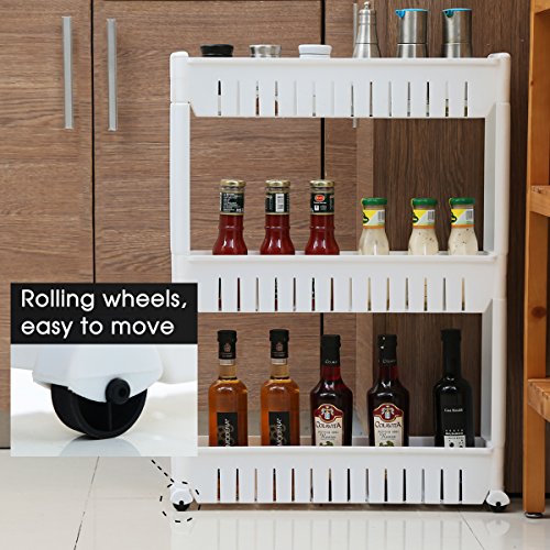 1208s Rolling Kithen Cart Slide Out Storage Tower Slim Pantry