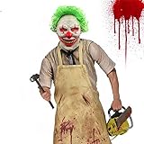 Halloween Clown Mask Scary Vampire Latex Costumes Cosplay Party Decorations Props With Green Hair