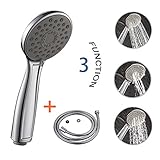 3 Function Handheld Shower Head with Hose: 3 Spray Setting Showerhead + 60'' Flexible Shower Hose
