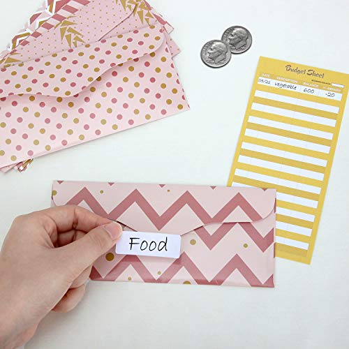Colovis 12 Pieces Budget Envelopes, Cash Envelopes System for Cash Saving Money Budget Plus 12 Pieces Budget Sheets and 1 Piece Label Sheet