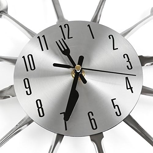 Kitchen wall clock with massive forks as clock hands, showing the time as $21.99.