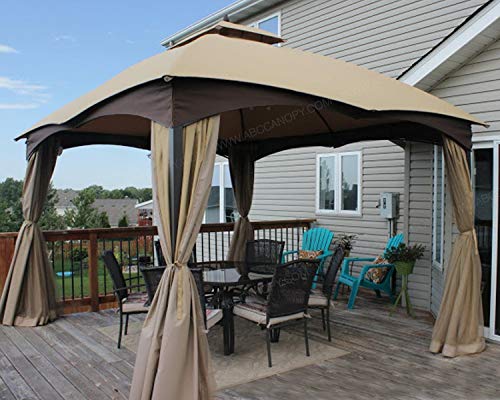 Keymaya Replacement Canopy Top for Lowe's Allen Roth 10X12 Gazebo #GF-12S004B-1 (Khaki)