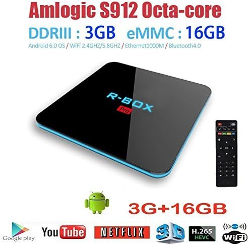 R TV Box Android 7.1 XBMCKDI TV Box, 3GB RAM 16GB ROM Amlogic Octa Core 64 Bits Processor 3D 4K Bluetooth