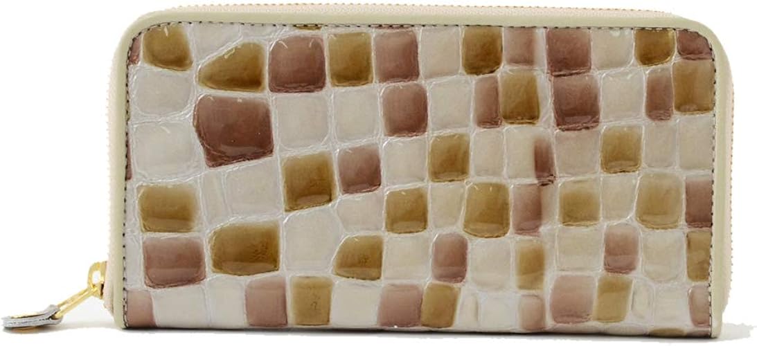 Amazon 日本製 ステンドグラス 日本製牛革 国産 長財布 財布 レディース 長財布 本革 サイフ 小銭入れ カード収納 エナメル ウロコ レザーロングウォレット Bsrw 10kok グレー Vita Felice 財布