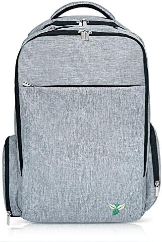 Large Baby Diaper Bag Backpack for Him &amp; Her By Greenman | Gray Nappy Bag With 18 Pockets | Water Resistant Changing Pad | Stroller Straps | Wet Bag | Organizer Insert | Pacifier Clip