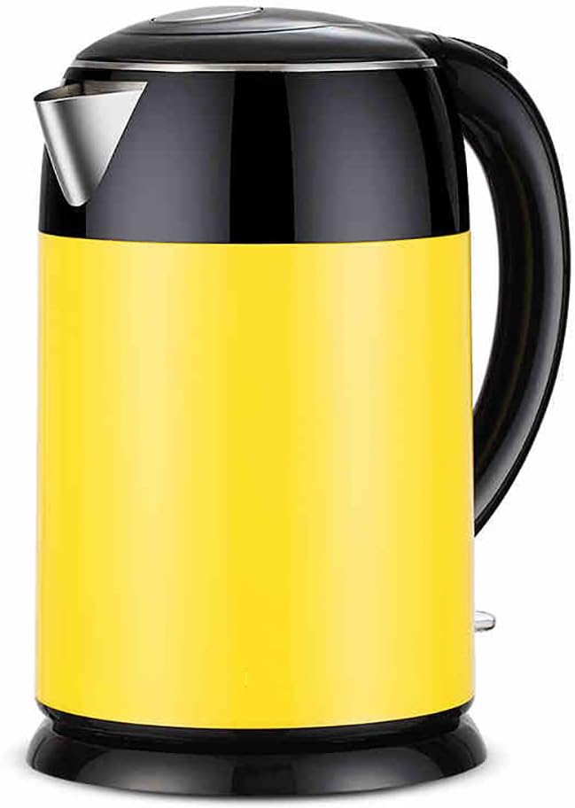 CAICOLORFUL Stainless Steel Electric Kettle Home Use Anti-scald Kettle 1.8 Liters Lemon Yellow(size:26*17cm) Electric Kettles