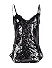 Haoduoyi Womens Sparkly Sequin V Neck Spaghetti Strap Party Top Shirt