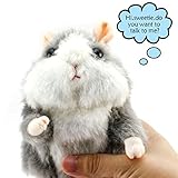 Talking Hamster Toys For Kids Toddler Adult Lovers,Electronic Stuff Pet Mouse Funny Plush Interactive Speak It Out Game Voice Record Toy Boys Girls Best New Present For Valentines,Birthday,Xmas(Grey)
