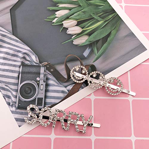 image for Messen 10PCS Sparkly Letter Hair Clip Rhinestones Word Barrettes Pins 