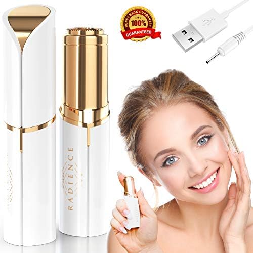 Facial Hair Remover for Women - Ladies Facial Hair Trimmer for Painless Flawless Removal of Peach Fuzz on face, Chin and Upper Lip Hair | Built-in LED Light & Rechargeable USB New Model (White Gold)
