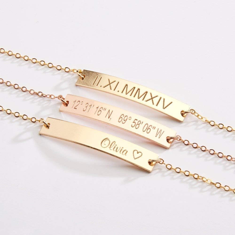 Custom Name Jewelry, Coordinate Bracelet, Best Friend, Bridesmaids Gift, Personalized, Valentine's Day Gift, 14K Gold Filled, Rose, Silver (CG263B).