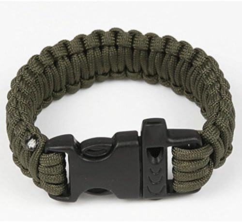 Single Night Men Self-Rescue Paracord Parachute Cord Bracelets Emergency Survival Rope Whistle Scraper Buckle for Outdoor Camping