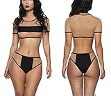 Purfeel Womens Mesh See Through Swimsuit Swimwear 5 Colors