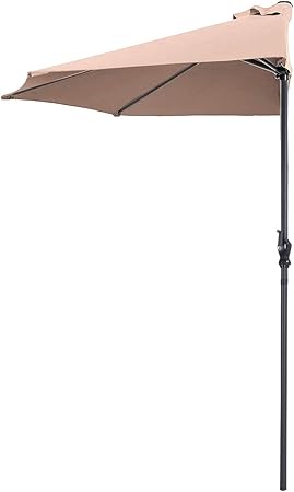 Amazon Com Tangkula 9ft Outdoor Umbrella Patio Bistro Wall Balcony Door Window Sun Shade Market Umbrella Beige Garden Outdoor