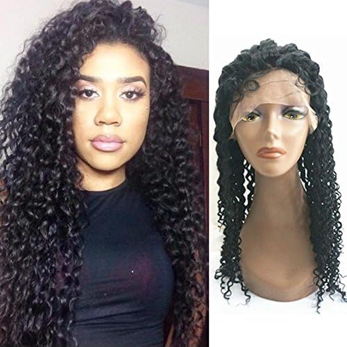 Curly Human Hair Silk Top Glueless Full Lace Wigs for Black Women Curly Hair Brazilian Virgin Hair Wigs (18", #1)