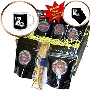 3dRose Stamp City - typography - Louisiana written inside the state. Black background. - Coffee Gift Basket (cgb_324030_1)