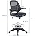 Modway Advance Drafting Stool - Reception Desk Chair - Drafting Table Chair - Flip-Up Arms in Black