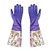 FireBee Rubber Cleaning Gloves Thick Waterproof Kitchen Dishwashing Gloves with Lining Household Latex Gloves (Purple Large,1 Pair)