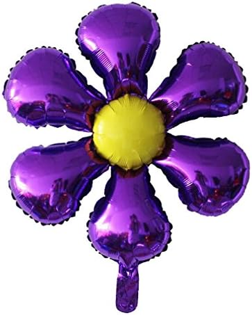 3 pieces x 18inches flower metallic foil helium Balloons for Birthday wedding Party Decoration (Purple)