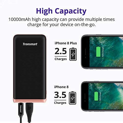 Powerbank 10000 mAh PD 3.0, Tronsmart Power Bank 10000mAh 18W Rapida Carica Batteria Esterna Portatile Cellulare 【Power Delivery 3.0】e QC 3.0 Dual USB Output iPhone XS / XS Max / XR / 8 / 8PLUS / x, Samsung S9/Note 8/S8, Google Pixel, ecc. 