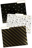 Renewing Minds Glimmer of Gold File Folders, Letter Size, 1/3 Cut Tab, Assorted Designs in Black/Gold/White, Pack of 12