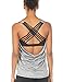 icyzone Yoga Tops Workouts Clothes Activewear Built in Bra Tank Tops for Women (S, Grey Melange)