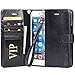 iPhone 7 Case, Moze iPhone 7 Wallet Case [4 Card Slots ] [Wrist Strap] [Stand Feature] PU Leather Flip Wallet Case Cover for iPhone 7 (4.7) -Black