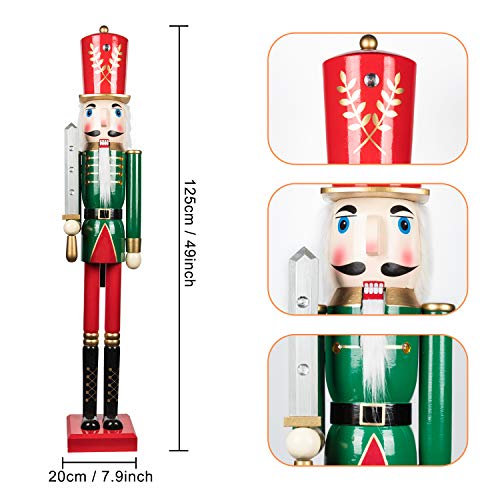 image for KI Store Large Christmas Nutcracker 4-Foot, Soldier Wooden Nutcracker 