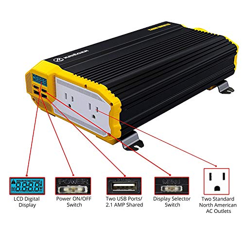 KRIGER-12V-Power-Inverter-Dual-110V-AC-outlets-Installaton-kit-Included-Automotive-Back-up-Power-Supply-for-Blenders-vacuums-Power-Tools-MET-Approved-According-to-UL-and-CSA-1500-Watt