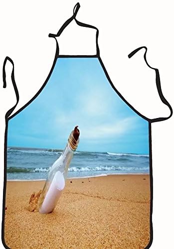 chanrancase tailored apron Message in the bottle from ocean. Travel, tou Children, unisex kitchen apron, adjustable neck for barbecue 17.7x26.6+10.2(neck) INCH