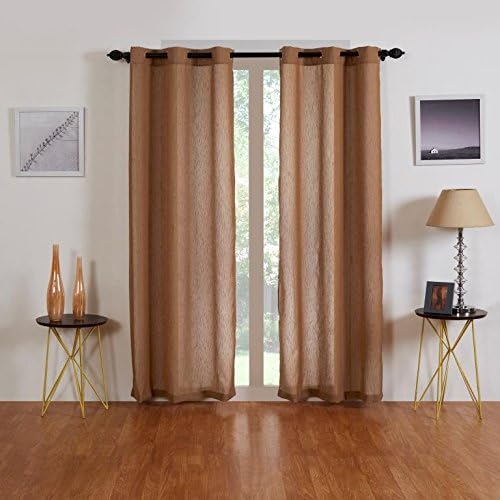HOMEWARDS Jacquard Light Brown (2 Piece) 100% Polyester Door Curtain Panel 7 feet x 4 feet (210 cm x 120 cm)