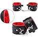 8 Piece Leather Bondage Restraints Set Kit for Bed and Under Bed Sex Play SM Bondage Toy Gear Wrist Cuffs Gags Collar Spanking Nipple Rope Strap On Harness for Women Couples Lesbian Female,Redthumb 3