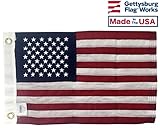 12x18 American Boat Flag - Marine Grade US Flag, Embroidered All Weather Nylon with Reinforced Stitching - for Outdoor use, Made in USA