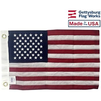 12x18 American Boat Flag - Marine Grade US Flag, Embroidered All Weather Nylon with Reinforced Stitching - for Outdoor use, Made in USA