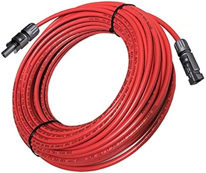 Solar PV Cable 6 FT - 8 AWG MC4 Solar PV Wire, Copper, UL 4703 - 2000V- RED
