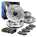 R1 Concepts CEDS10979 Eline Series Cross-Drilled Slotted Rotors And Ceramic Pads Kit - Front and Rear